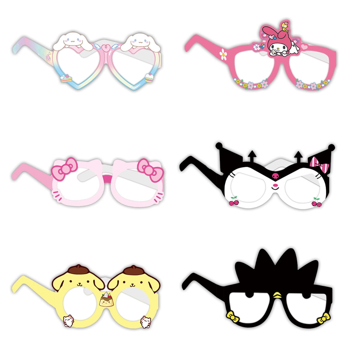12Pcs Sanrio Themed Glasses, Party Supplies Photo Booth Prop Cartoon Character Cosplay Birthday Gift for Kids.