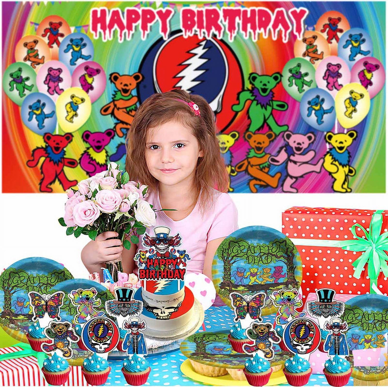 Dancing Bears The Greatful Dead Party Decor Plates Cake Topper Balloons Banner Backdrop Supplies Decorations Tableware
