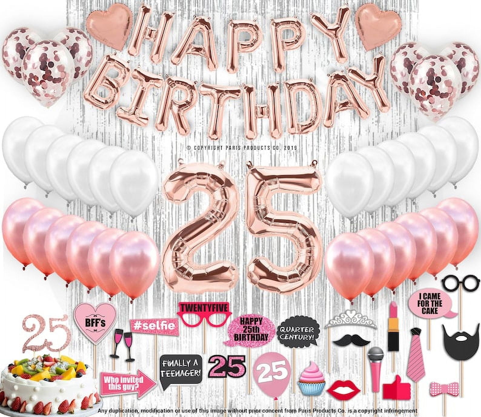 4th Birthday Decorations Party Supplies, Rose Gold 4Number Balloons 4th Foil Mylar Balloons Latex Balloon Decoration 4th Birthday Gifts