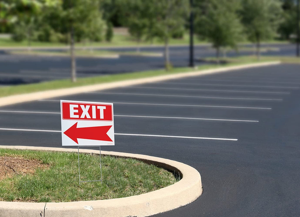 Enter/Exit Arrow Yard Sign Complete Kit Includes Sturdy Sign Stake - Durable Outdoor Double Sided 18x24 Arrow Sign with Extra Tall 10x30 Stake (Mixed Pack, Exit/Enter)