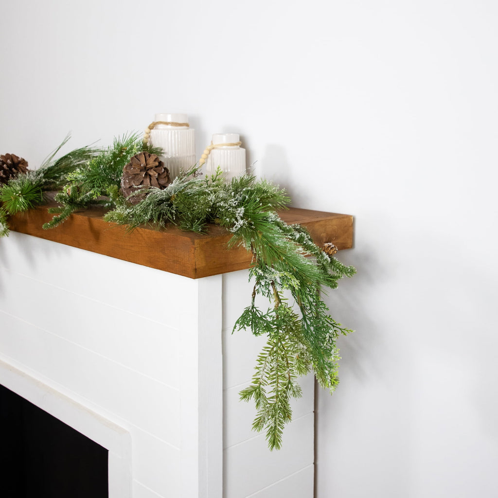 Northlight Frosted Mixed Pine and Cedar with Pinecones Artificial Christmas Garland - 5' x 10" -
