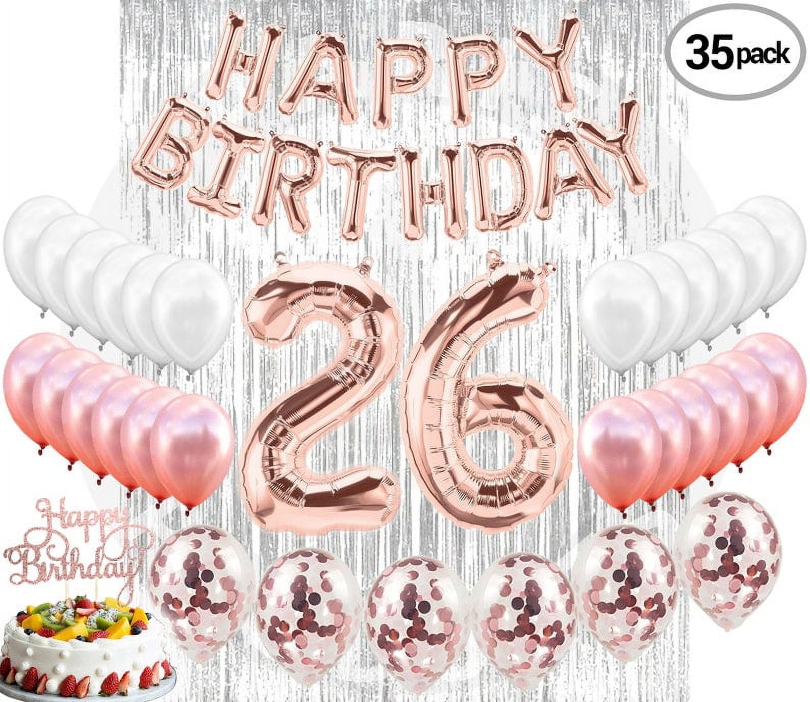 4th Birthday Decorations Party Supplies, Rose Gold 4Number Balloons 4th Foil Mylar Balloons Latex Balloon Decoration 4th Birthday Gifts