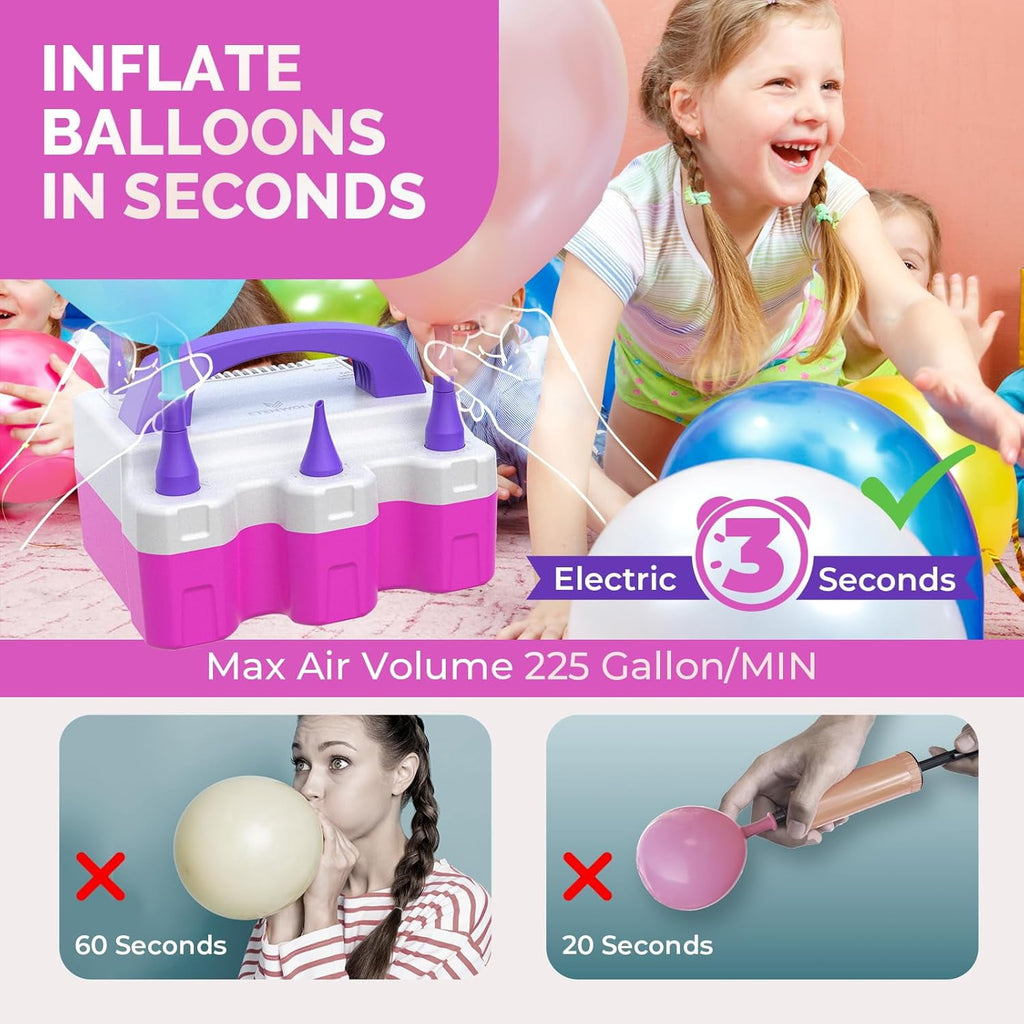 ETENWOLF  Electric Balloon Pump for All Balloons with 3 Nozzles 110V 600W Balloon Blower for Party Metalic Latex 260q Foil Balloons, Balloon Inflator for Birthday Decorations
