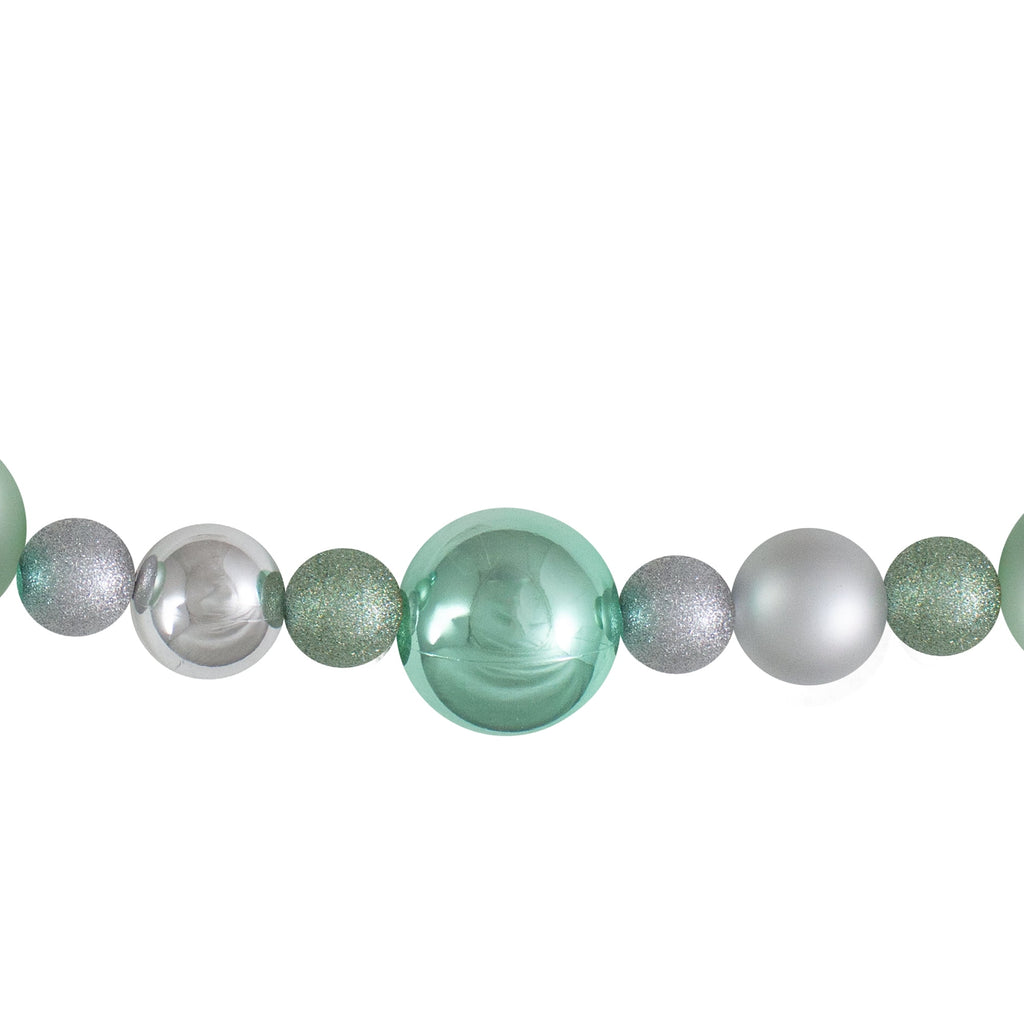 Northlight 3-Finish Shatterproof Ball Christmas Garland - 6' x 4" - Silver and Green - Unlit