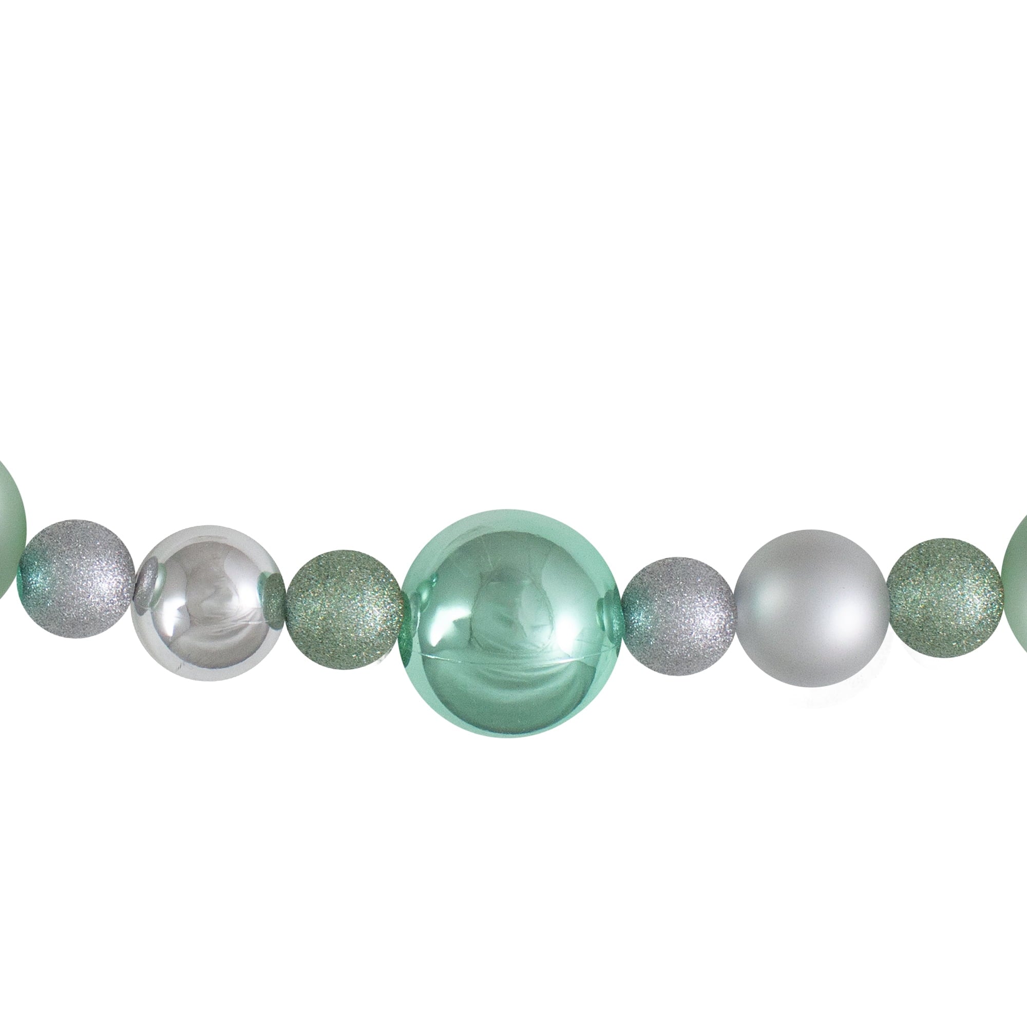 Northlight 3-Finish Shatterproof Ball Christmas Garland - 6' x 4" - Silver and Green - Unlit