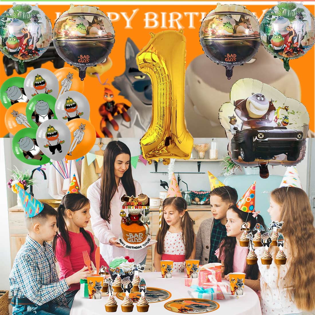 The Bad Guys Supplies Plates Decoration Backdrop Banner Birthday Decor Tableware Fans Balloons