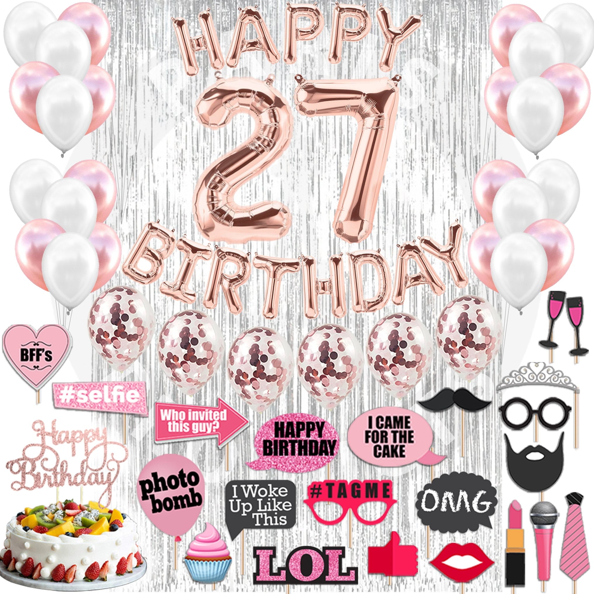 4th Birthday Decorations Party Supplies, Rose Gold 4Number Balloons 4th Foil Mylar Balloons Latex Balloon Decoration 4th Birthday Gifts