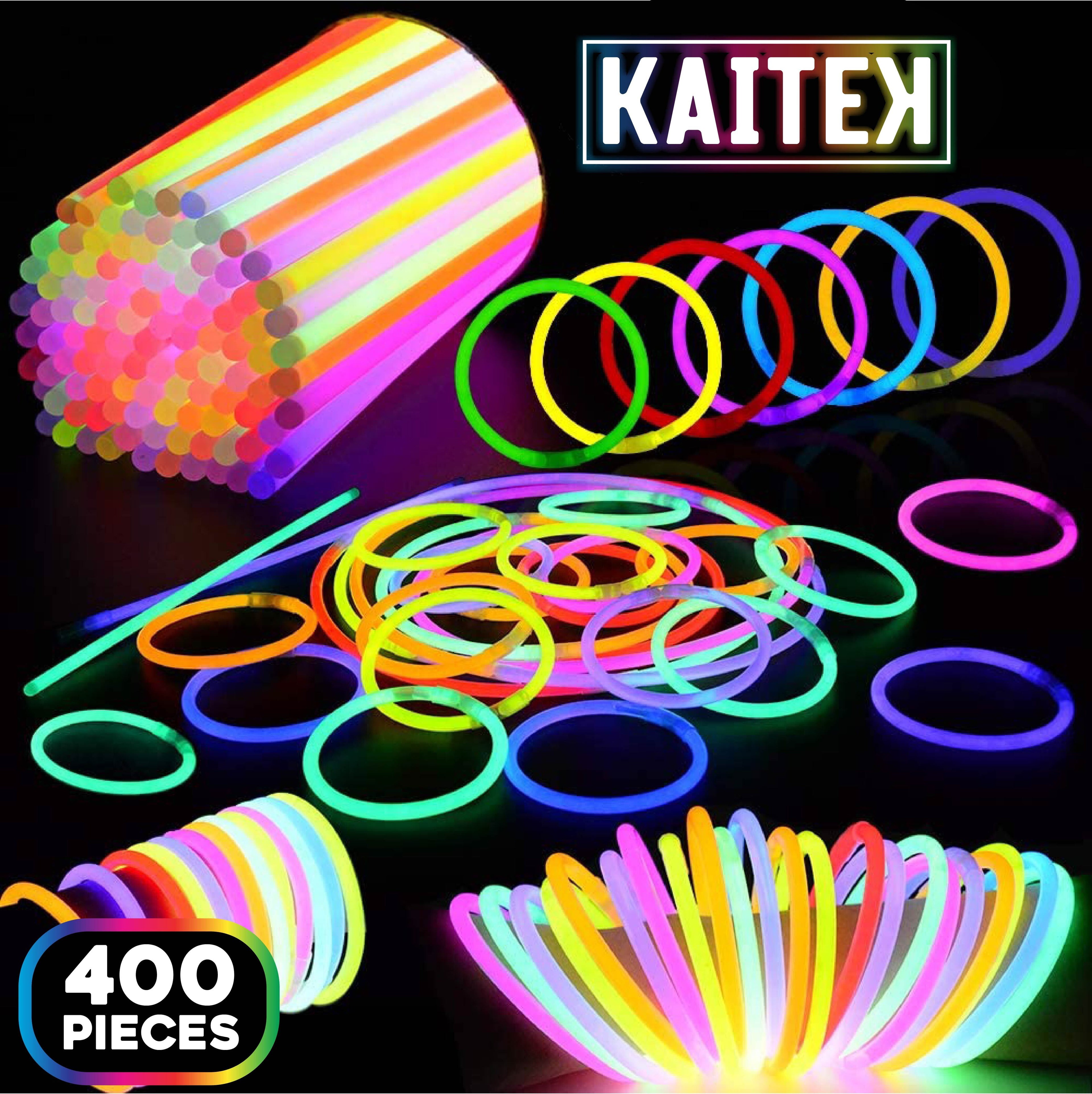 Kaitek Glow Sticks 8" Bulk 400ct Variety, Glow in the Dark for Neon Theme Party
