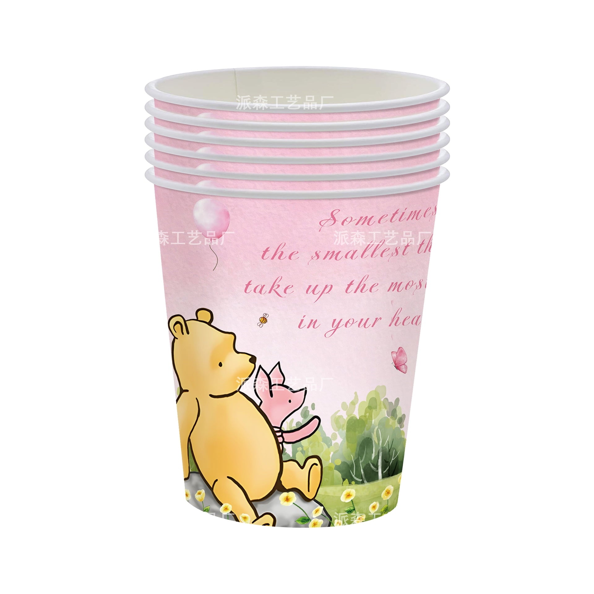 PINK Winnie-the-Pooh 81/91 PCS Party Supplies, Party Tableware, Disposable Paper Plates- Napkins-Forks Dinnerware Set