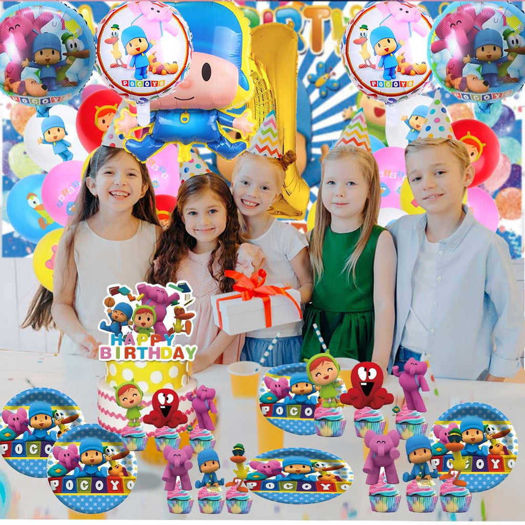Pocoyo Party Supplies Decor Tableware Backdrop Banner Cake Topper Balloons Birthday Decorations