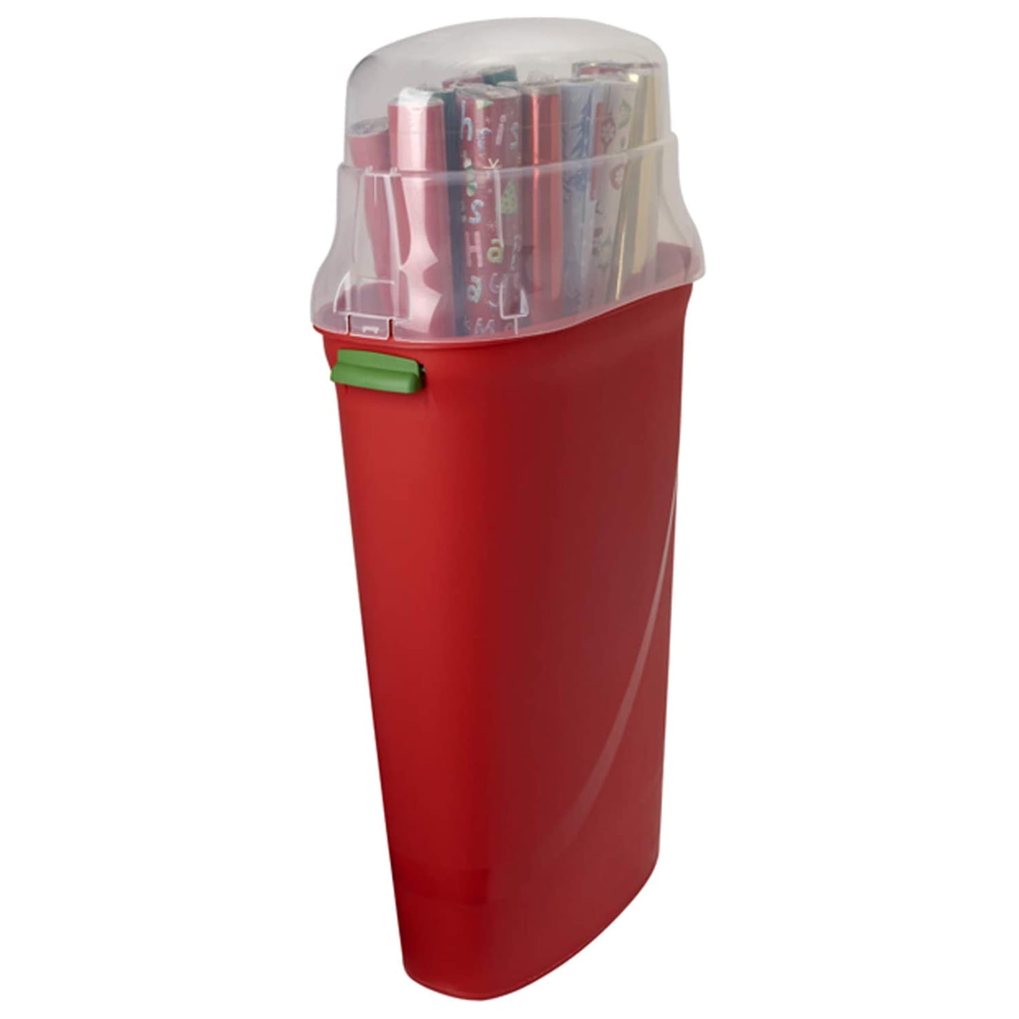 Open Box 30-In Vertical Gift Wrap Storage Container Box, Red, Clear Lid(2 Pack)