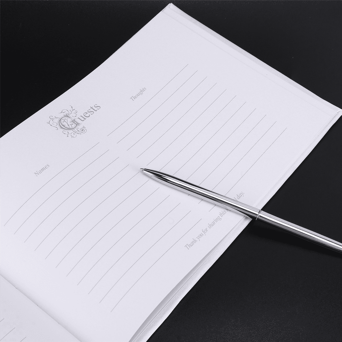 2X Wedding Guest Book with Pen Holder Sets Satin Bows Signature Book with Diamonds Love Shape Red+White