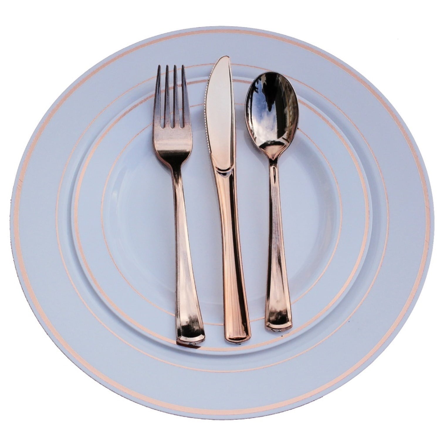 Crown Display Plastic Disposable Dinnerware Set - 60 Pcs - Wedding and Party Plates