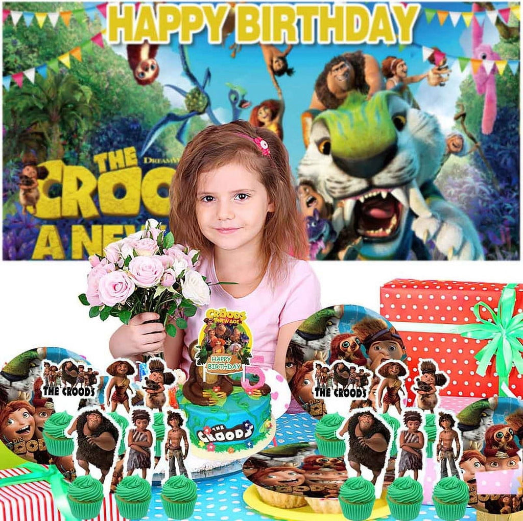 The Croods Birthday Party Supplies Balloons Plates Decoration Cake Topper Decor Tableware Banner Backdrop