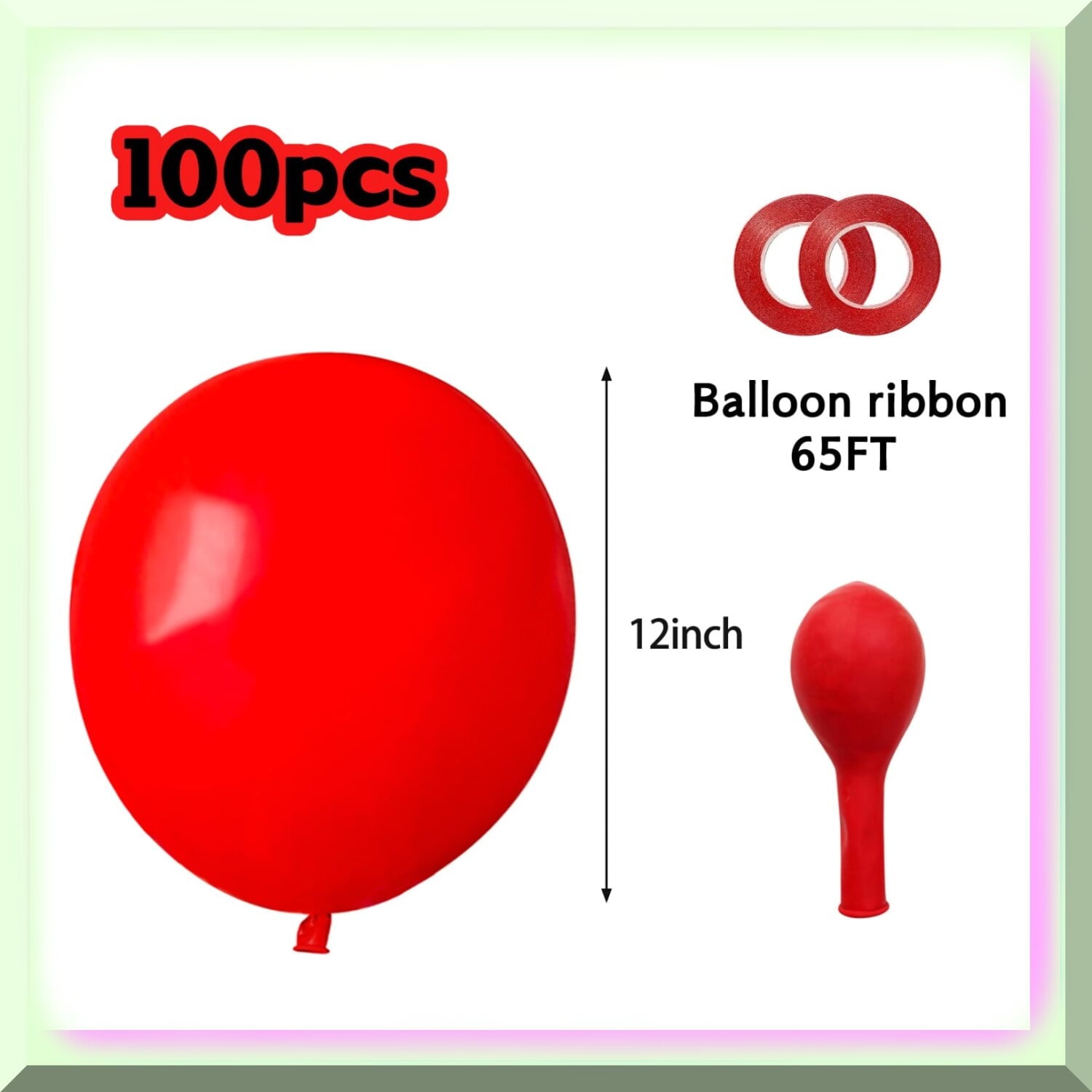 Party Perfect Pack: 100 Thicken Latex Red Balloons with Ribbon - Ideal for Birthdays, Weddings, Baby Showers & More!