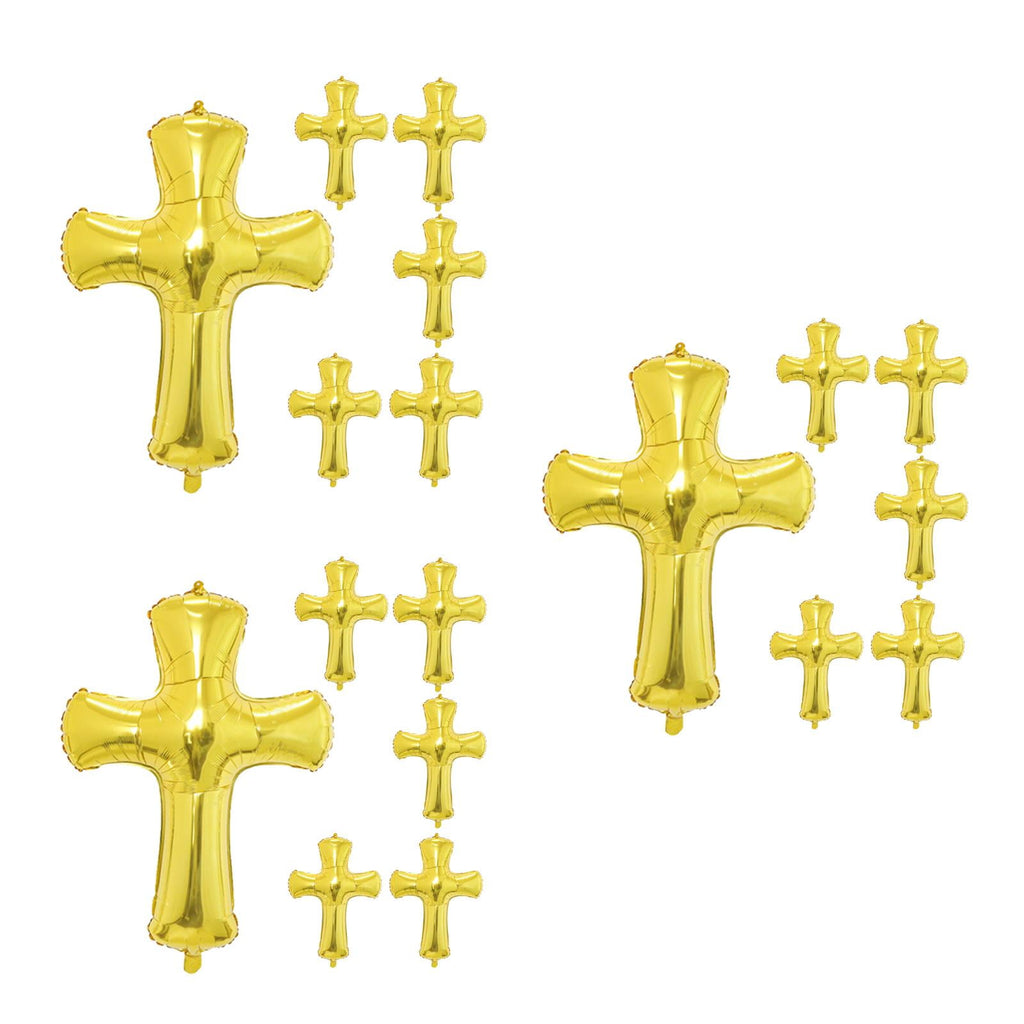 Raindrops 18 pcs  Cross Balloons for Baptism Baby Shower Decorations Aluminum Foil Balloons Cross Shape Balloon Decorative Balloons Baby Christening Foil Balloon for Party