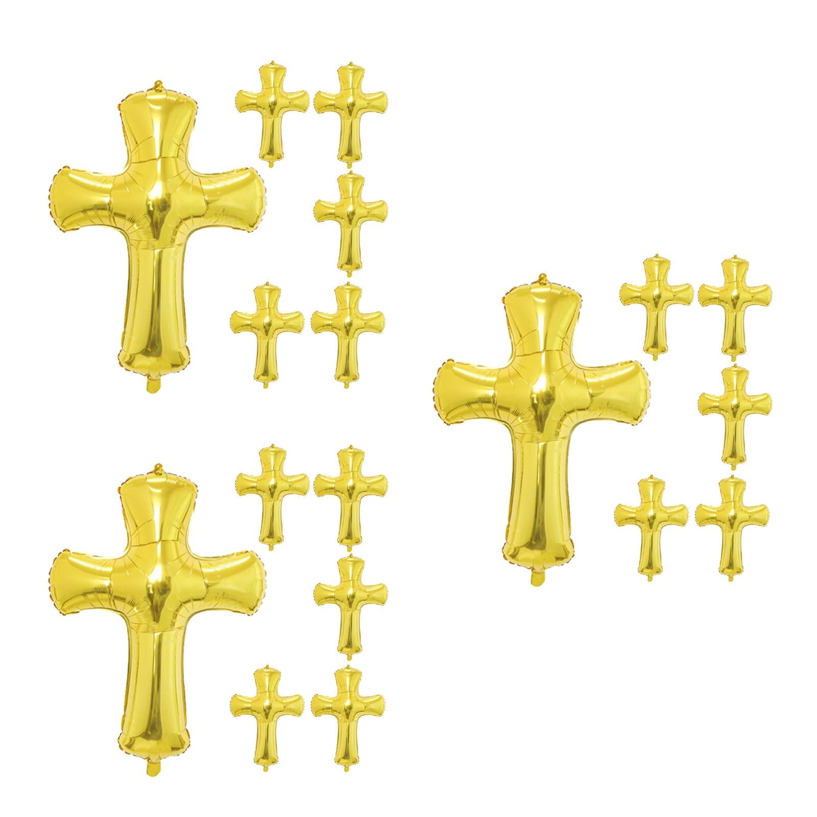 Raindrops 18 pcs  Cross Balloons for Baptism Baby Shower Decorations Aluminum Foil Balloons Cross Shape Balloon Decorative Balloons Baby Christening Foil Balloon for Party