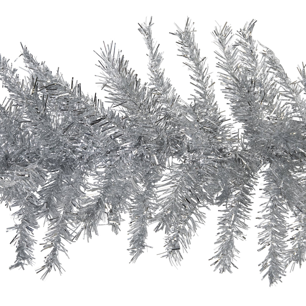 Northlight Metallic Tinsel Artificial Christmas Garland - 9' x 12" - Silver - Unlit