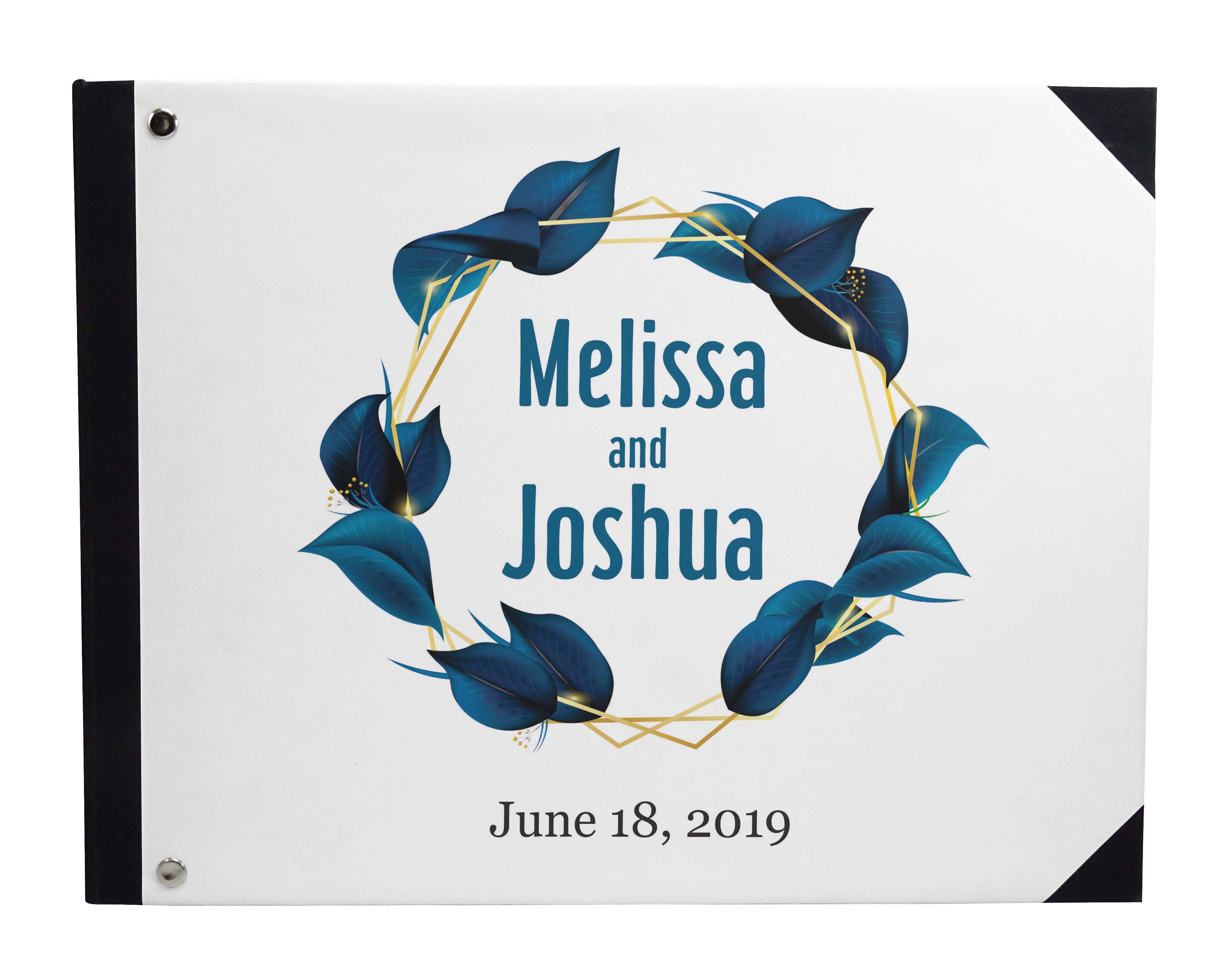 Darling Souvenir White Geometric Wedding Guest Book Hardbound Guest Sign-In Book Guest Registry Guestbook-9 x 12 Inches