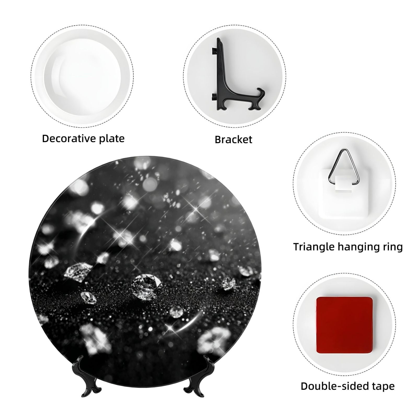 Decorative Plates – Bone China Wall & Table Decor - Glitter - 8in