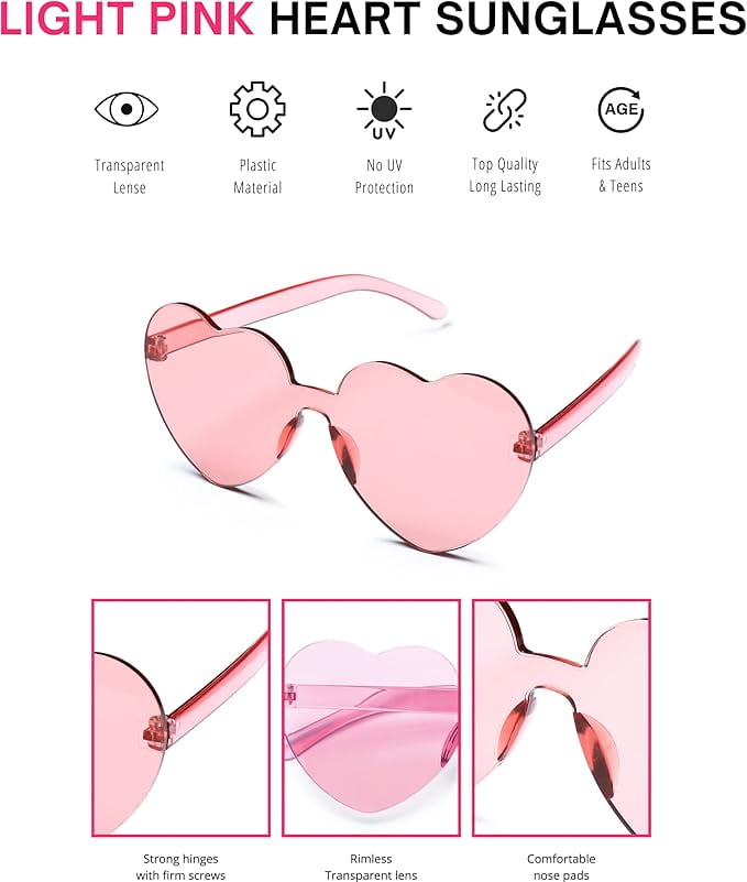 4E's Novelty 2 Sets White Cowgirl Hat with Pink Star & Heart Glasses – Sparkly Bachelorette & Costume Hat for Girls & Women