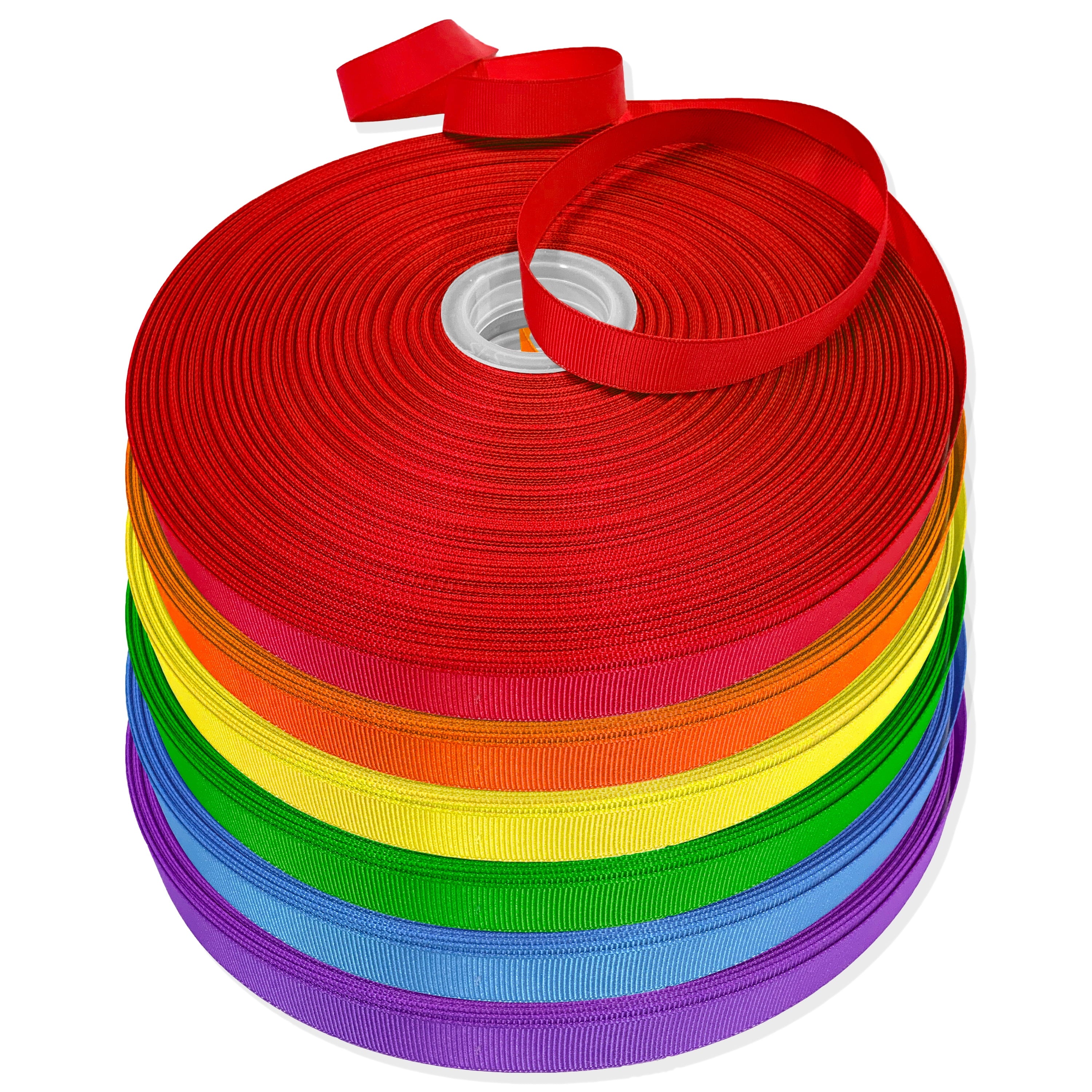 Gwen Studios 3/8" Grosgrain Ribbon, 6 Rainbow Colors, 600 Yards