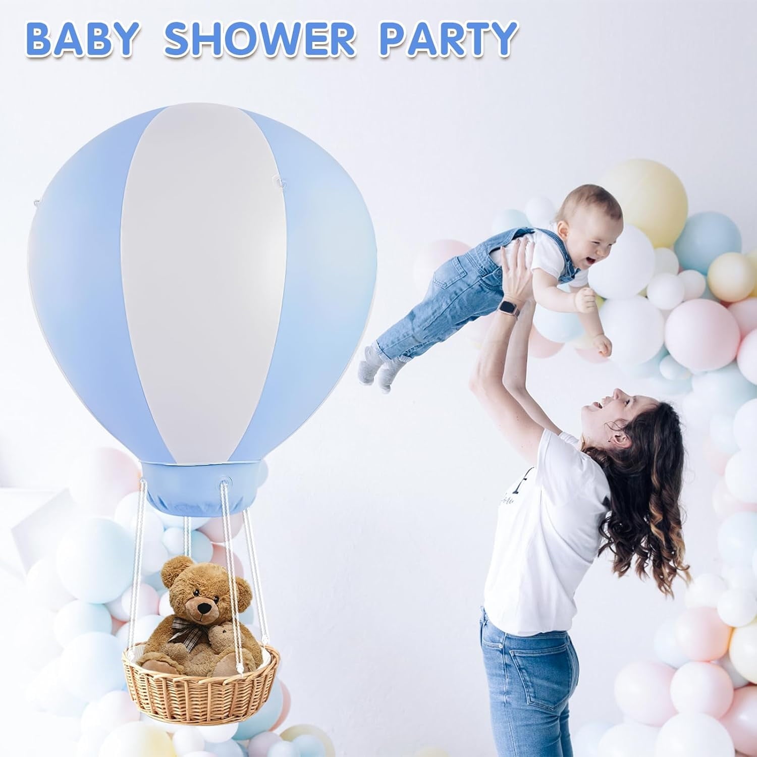 zsertyuh 3FT Hot Air Balloon Decorations  Inflatable Baby Shower Decoration Balloon for Baby Birthday Party Wedding Exhibitions  Air Pump Inclued (Blue)