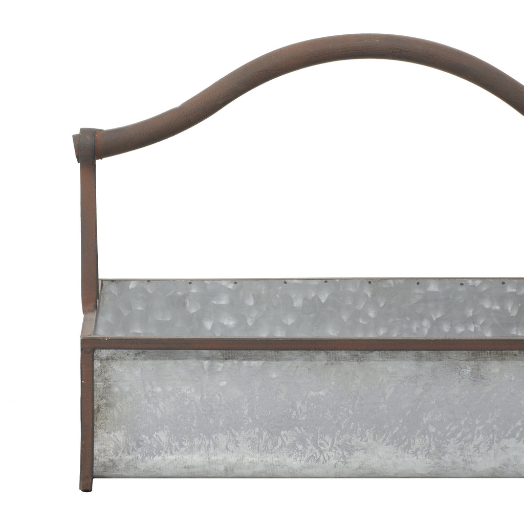 DecMode 16", 18" Grey Metal Farmhouse Planter, 2 - Pieces