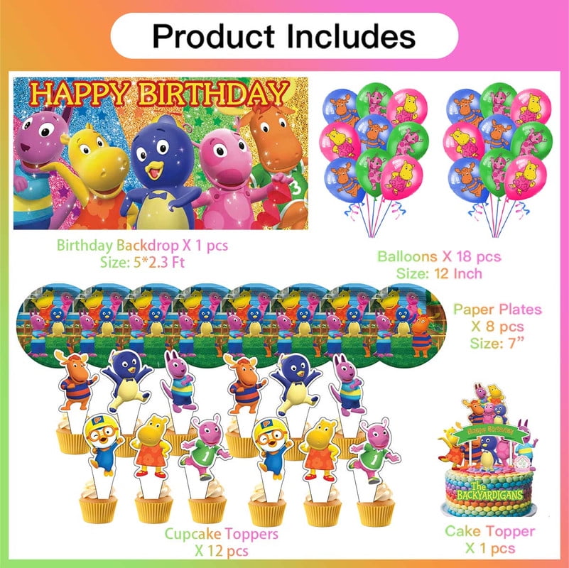 Backyardigans Birthday Party Supplies Balloons Plates Decoration Cake Topper Decor Tableware Banner Backdrop