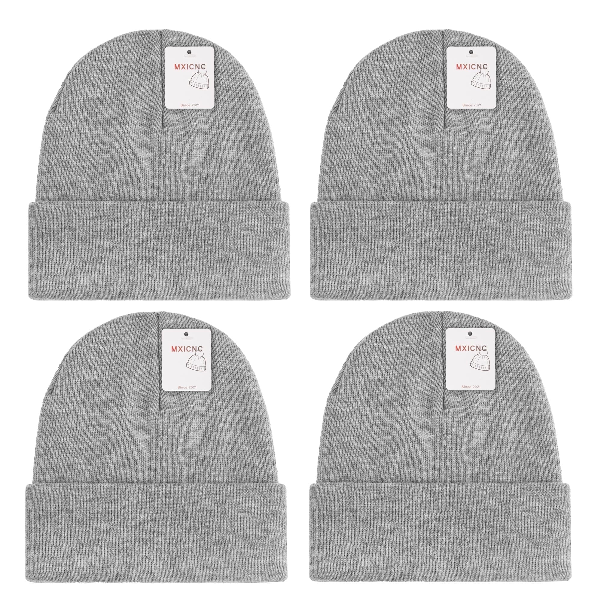 6 Pack Winter Beanie Hats for Men Women, Warm Cozy Knitted Cuffed Skull Cap, 6 Black-White