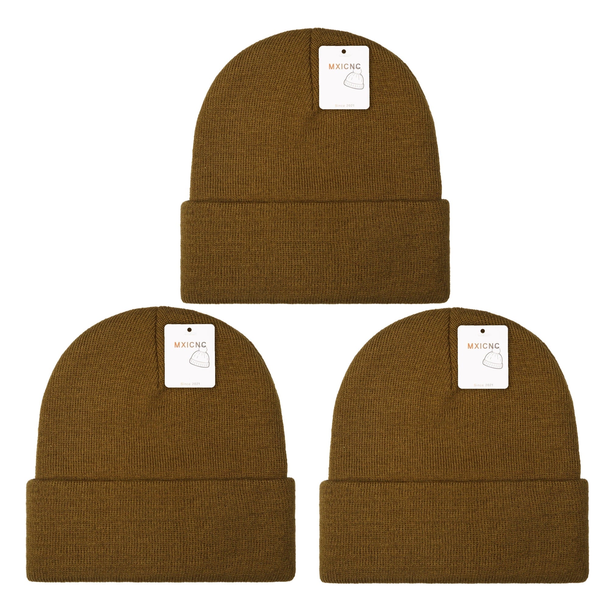 6 Pack Winter Beanie Hats for Men Women, Warm Cozy Knitted Cuffed Skull Cap, 6 Black-White