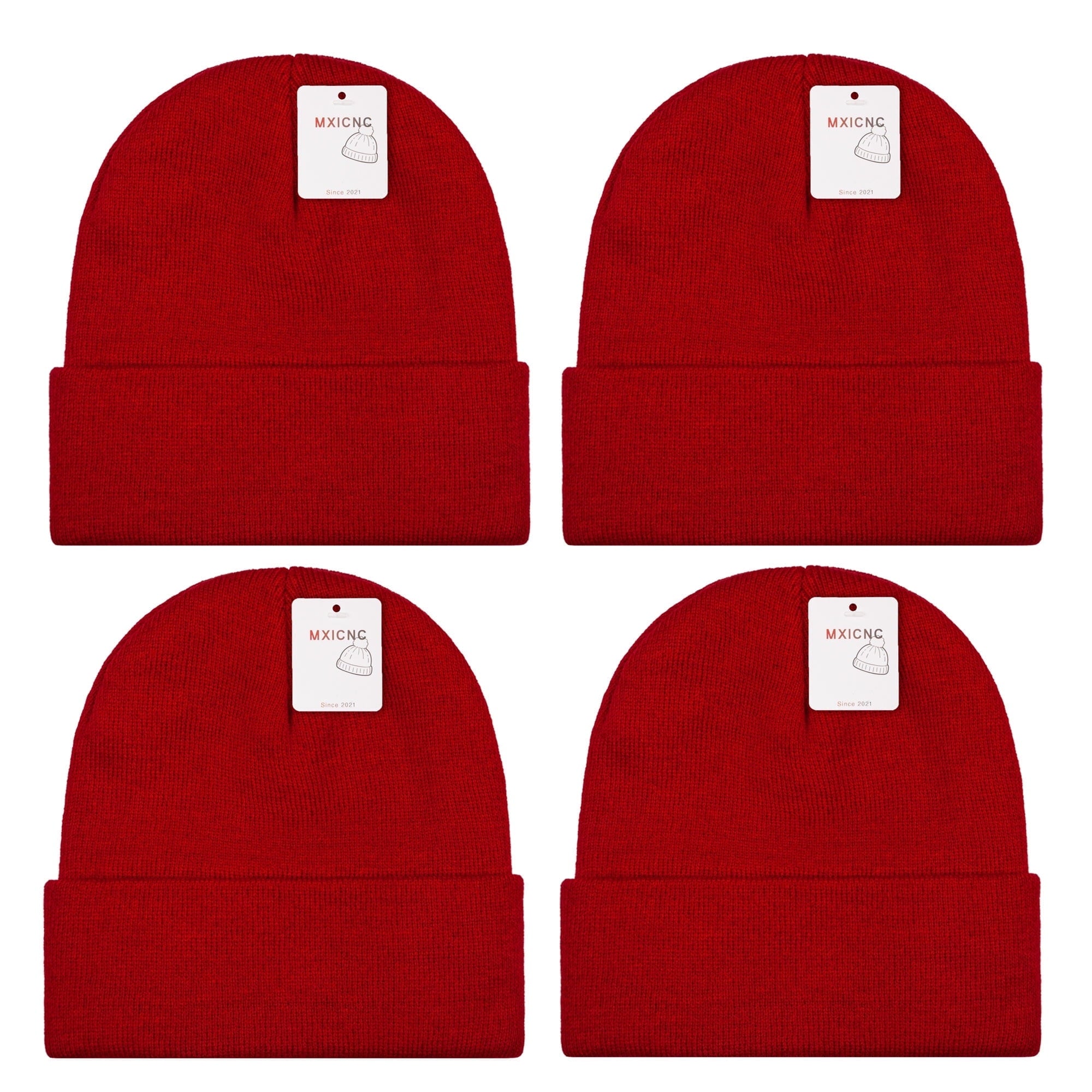 6 Pack Winter Beanie Hats for Men Women, Warm Cozy Knitted Cuffed Skull Cap, 6 Black-White