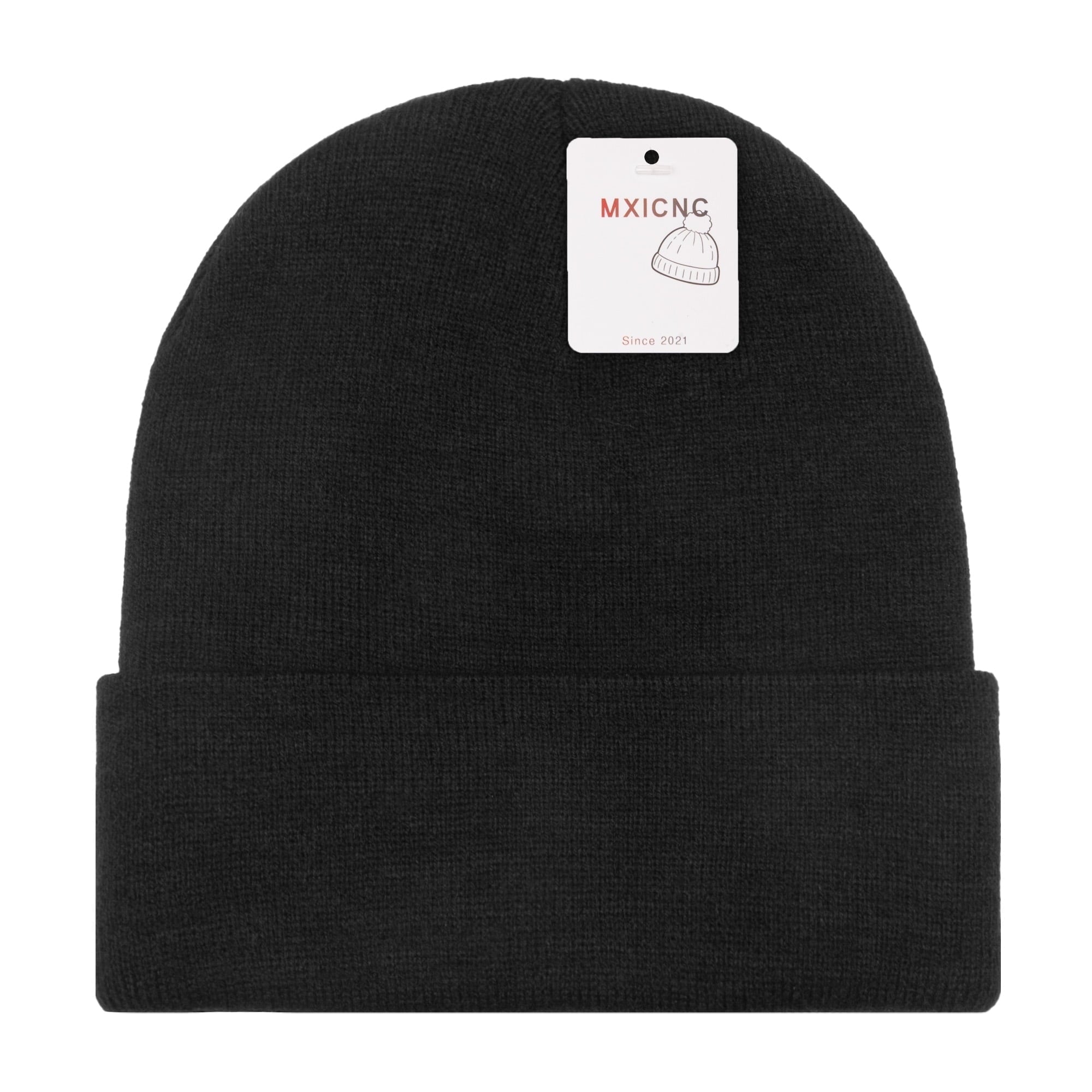 6 Pack Winter Beanie Hats for Men Women, Warm Cozy Knitted Cuffed Skull Cap, 6 Black-White