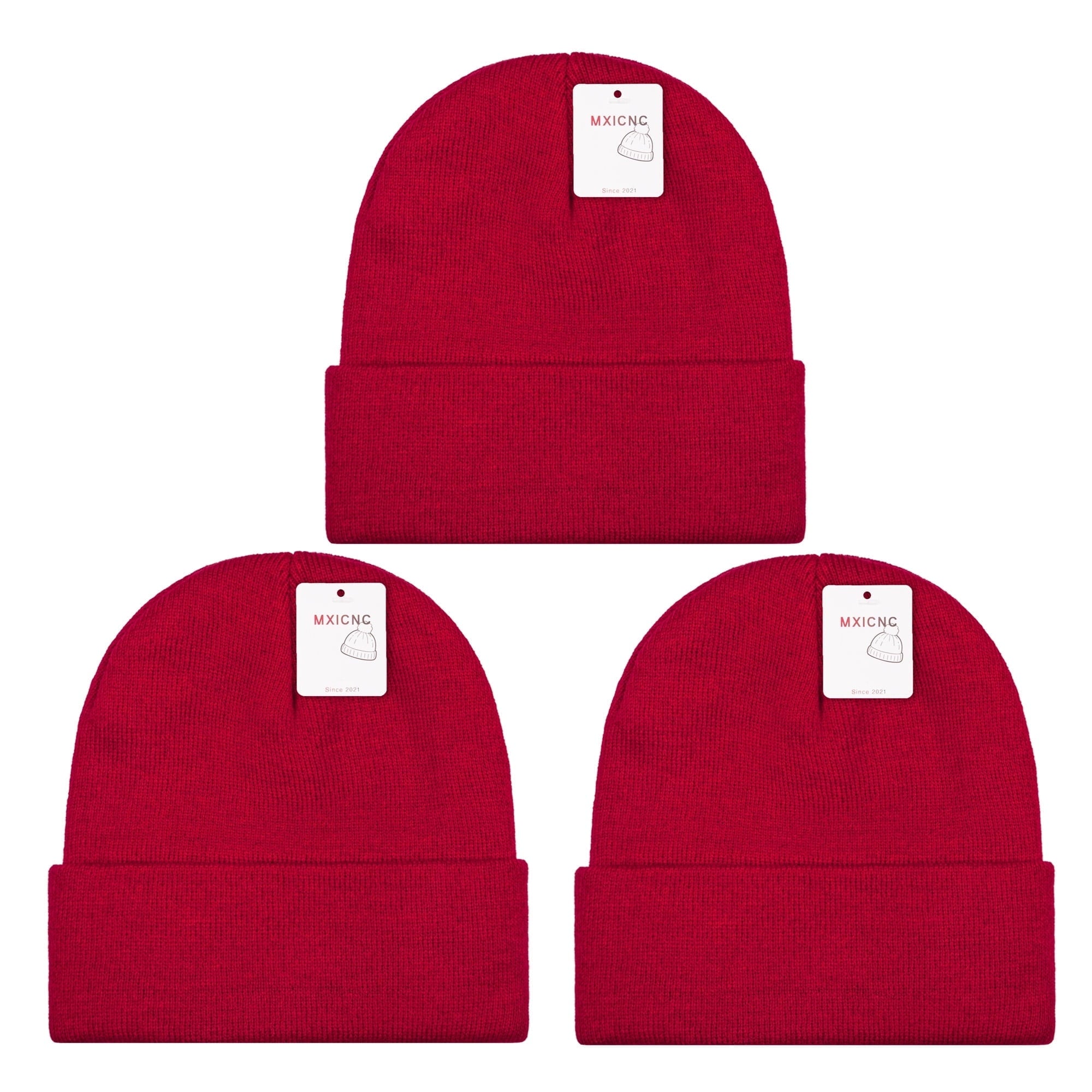 6 Pack Winter Beanie Hats for Men Women, Warm Cozy Knitted Cuffed Skull Cap, 6 Black-White