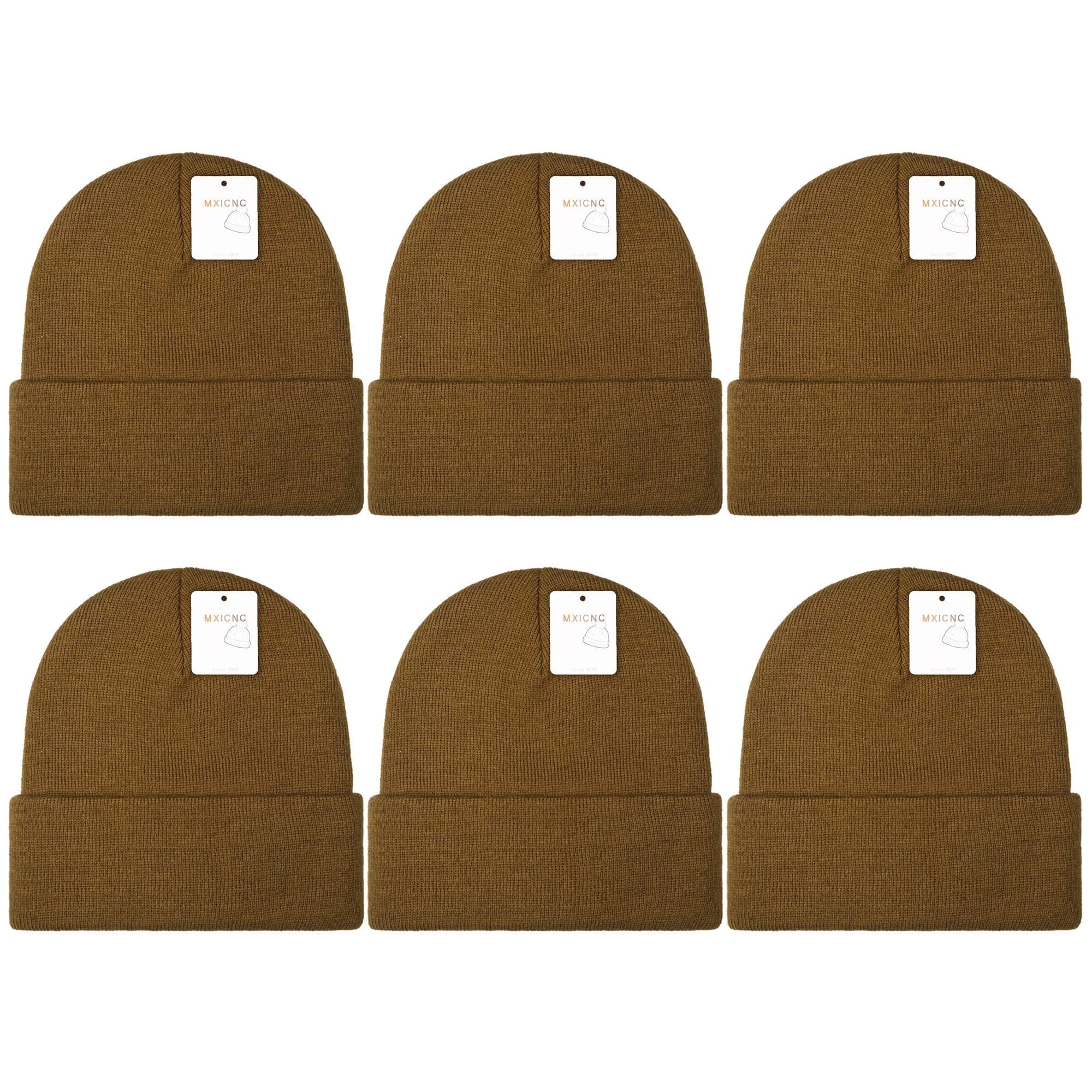 6 Pack Winter Beanie Hats for Men Women, Warm Cozy Knitted Cuffed Skull Cap, 6 Black-White