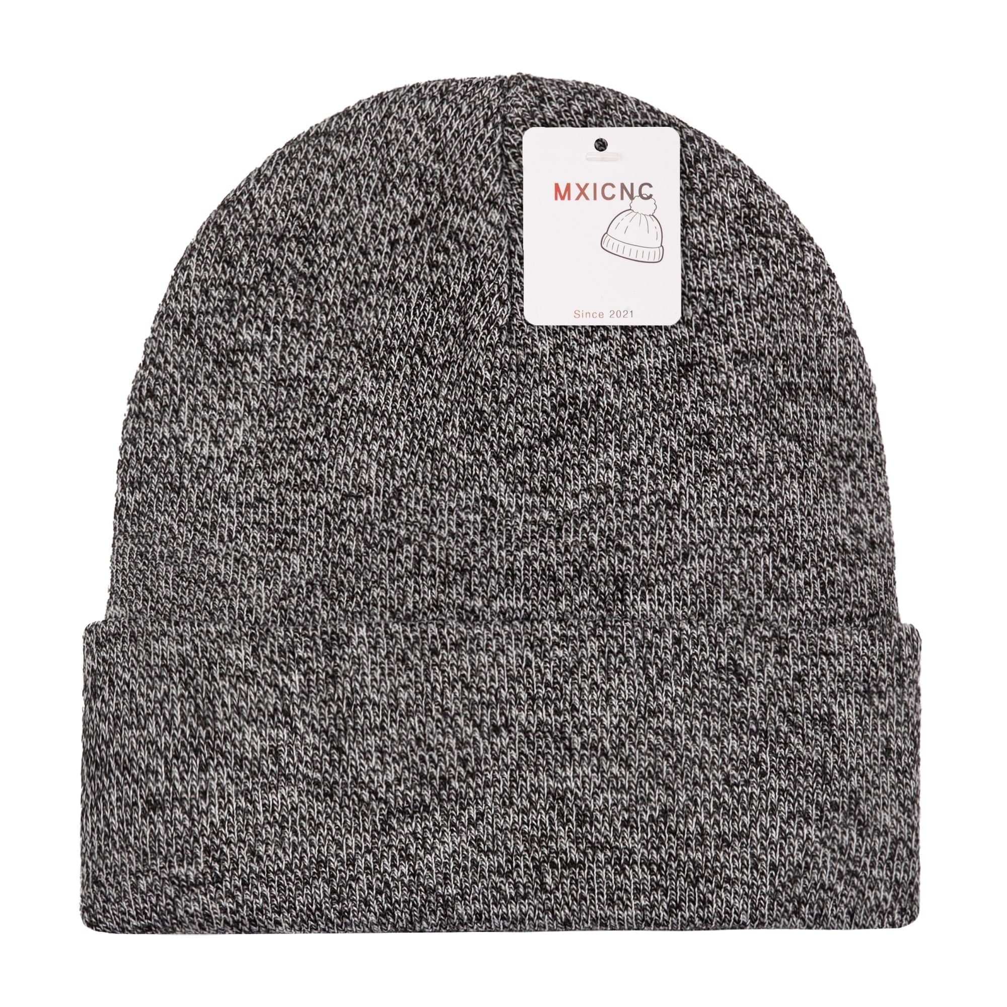 6 Pack Winter Beanie Hats for Men Women, Warm Cozy Knitted Cuffed Skull Cap, 6 Black-White