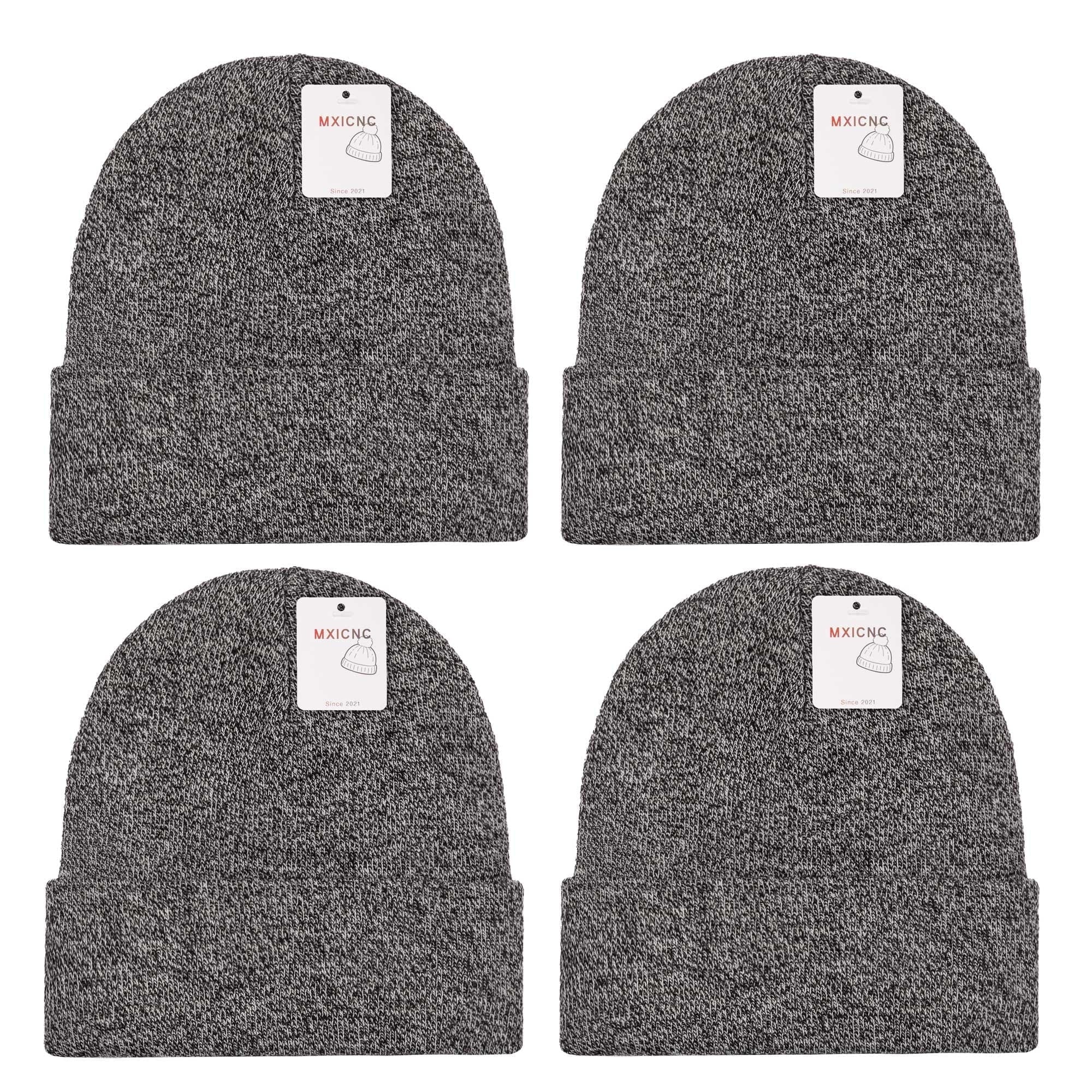 6 Pack Winter Beanie Hats for Men Women, Warm Cozy Knitted Cuffed Skull Cap, 6 Black-White