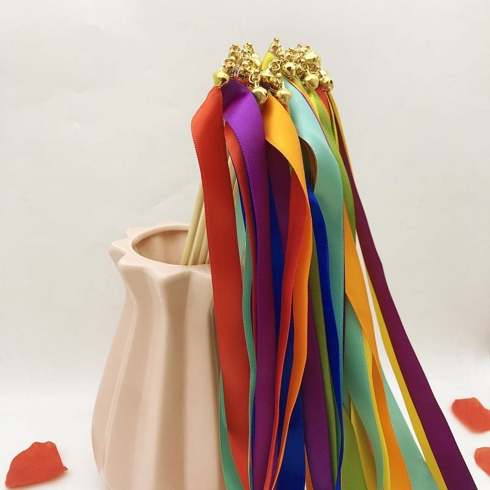 30Pcs Colorful Ribbon Wands for Wedding Party and Birthday Decorations Vibrant Streamers on Sticks