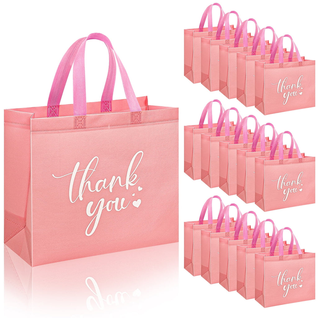 30Pcs Thank You Gift Bags, Large Reusable Gift Bags，Thank You Bags with Handles for Business, Shopping, Wedding, Baby Shower, Graduations, Party Favors (12.4x11x4.7Inch）