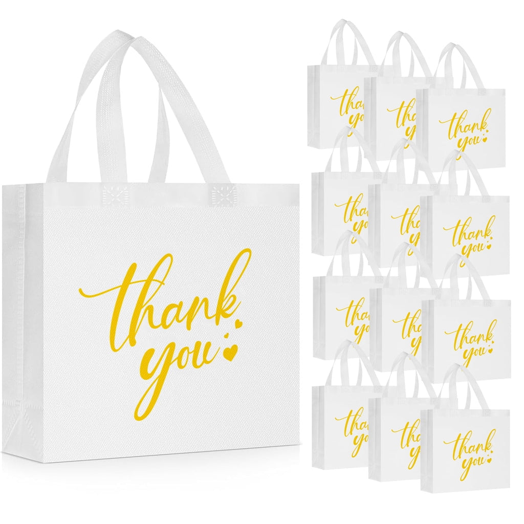 30Pcs Thank You Gift Bags, Large Reusable Gift Bags，Thank You Bags with Handles for Business, Shopping, Wedding, Baby Shower, Graduations, Party Favors (12.4x11x4.7Inch)
