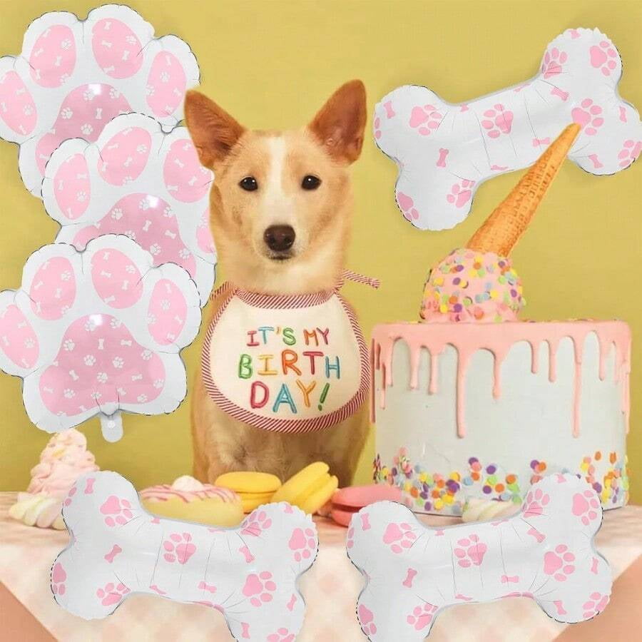 Paw Print SetPink Dog Paw Balloons Bone Balloons Dog Party Decorations Paw Print Balloon For Baby Shower Birthday Pets Party Decorations 6 PcsQAZ5801