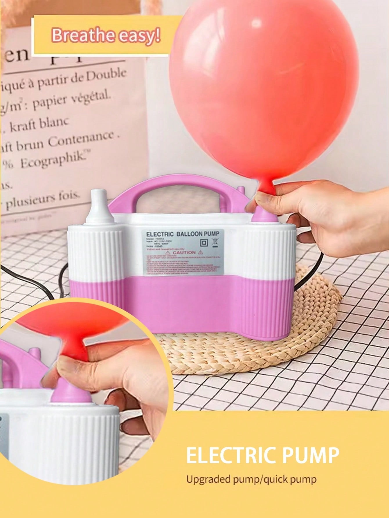 Electric Air Balloon Pump, Portable Dual Nozzle Electric Balloon Inflator For Birthday Wedding Party Decoration 110V 600W