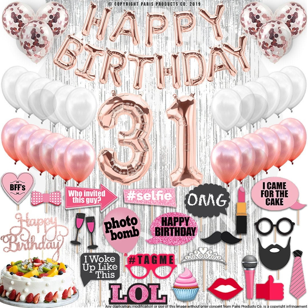 4th Birthday Decorations Party Supplies, Rose Gold 4Number Balloons 4th Foil Mylar Balloons Latex Balloon Decoration 4th Birthday Gifts