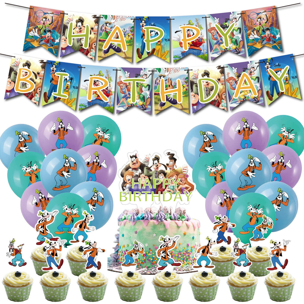 32 Pcs For A Goofy Movie Theme Birthday Party Decorations,With 1 Happy Birthday Banner Garland,13 Cupcake Toppers,18 Balloons for Party Decorations