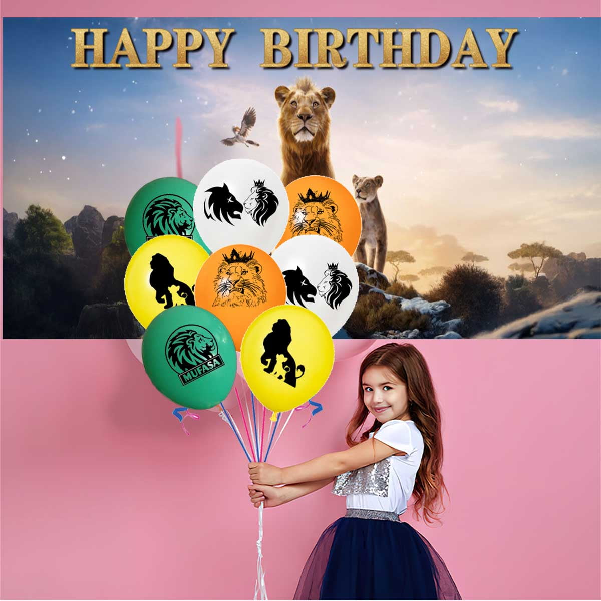 Mufasa Birthday Party Supplies Balloons Paper Plates Decoration Cake Topper Decor Tableware Banner Backdrop