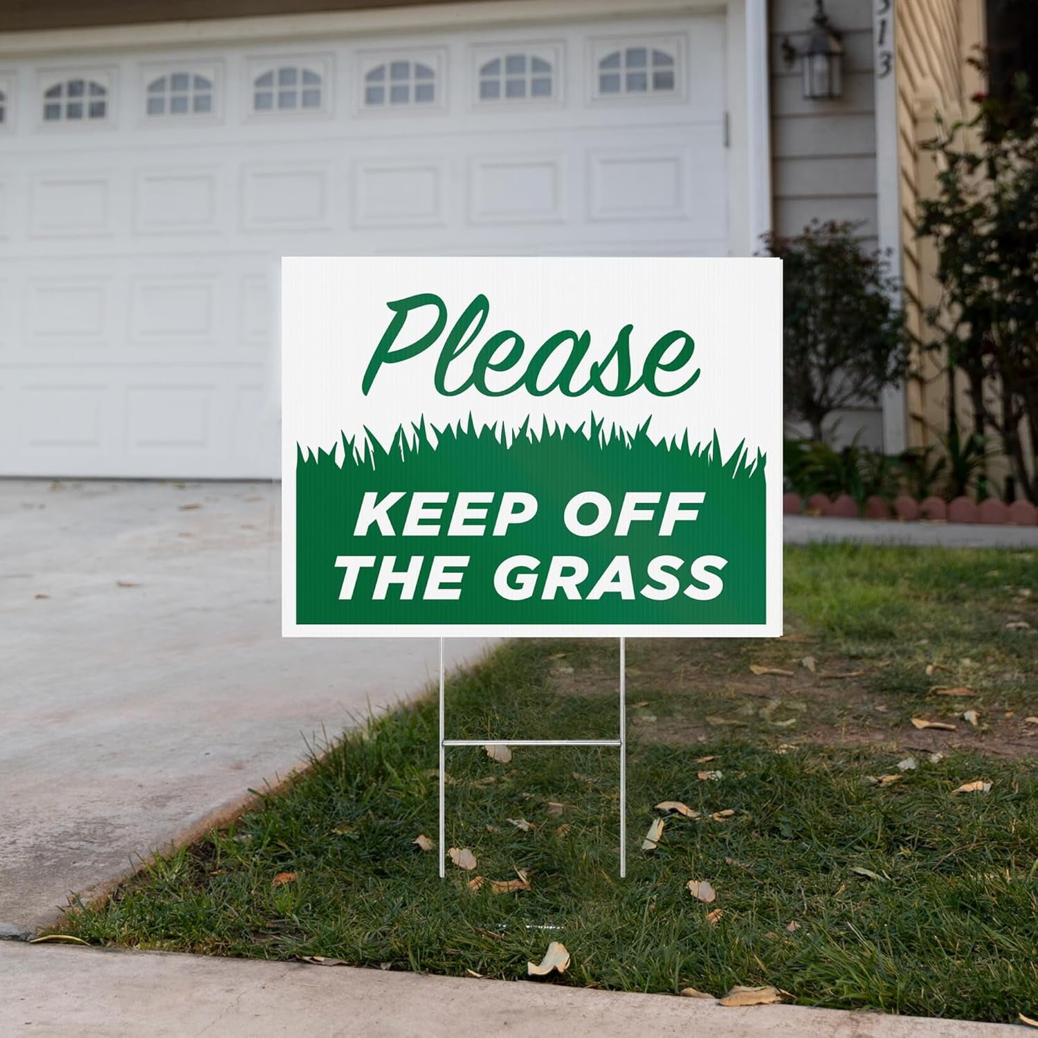 Keep Off Grass Yard Signs with H-Frame Stakes, 17" x 13" Corrugated Plastic Keep Off Grass Signs for Yard (Pack of 4)