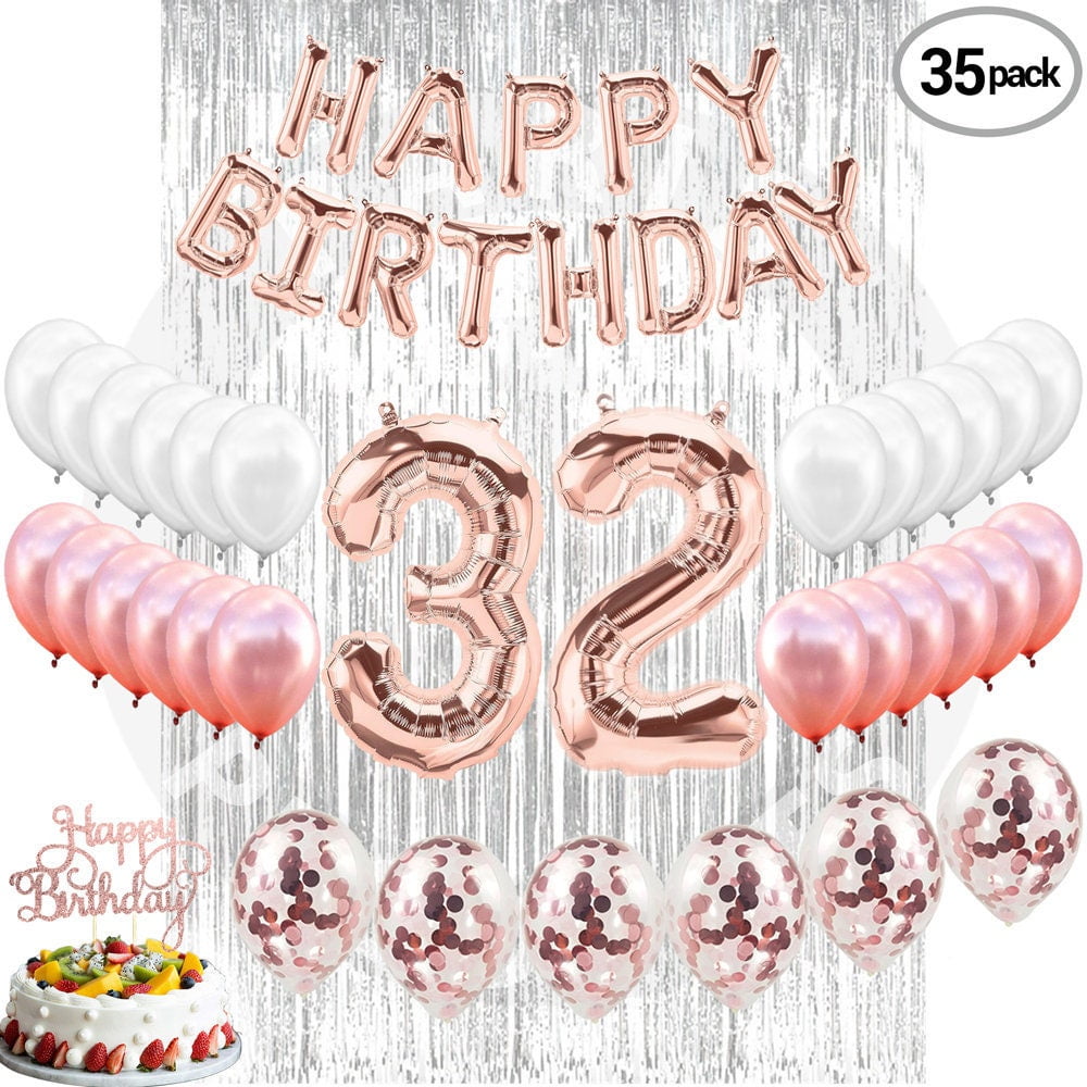 4th Birthday Decorations Party Supplies, Rose Gold 4Number Balloons 4th Foil Mylar Balloons Latex Balloon Decoration 4th Birthday Gifts