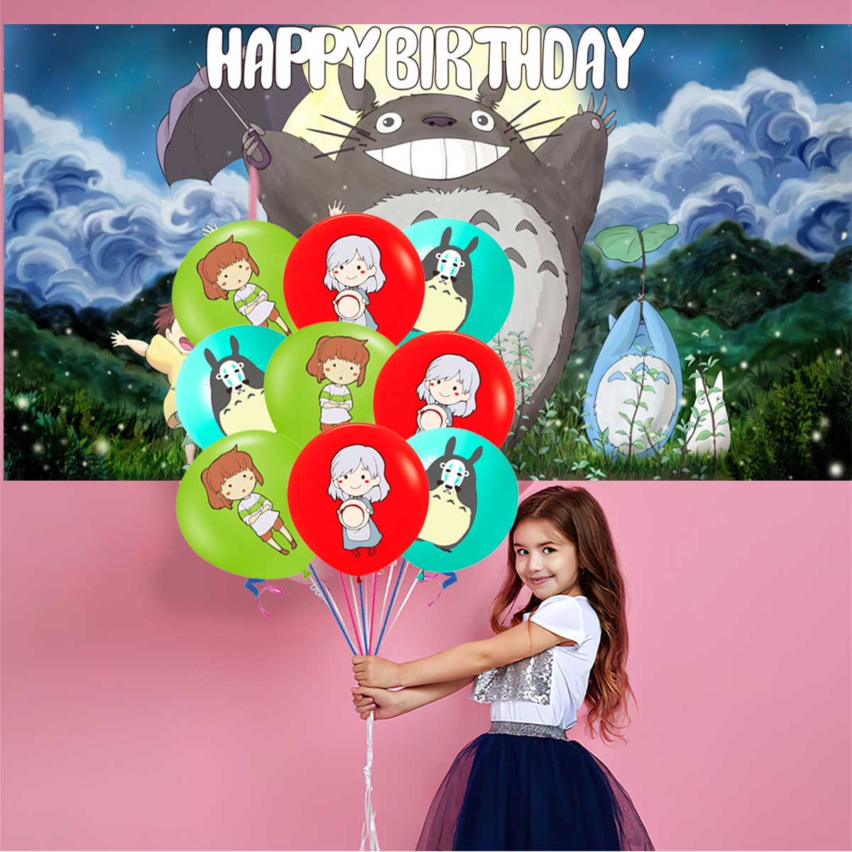 My Neighbor Totoro Birthday Party Supplies Balloons Paper Plates Decoration Cake Topper Decor Tableware Banner Backdrop