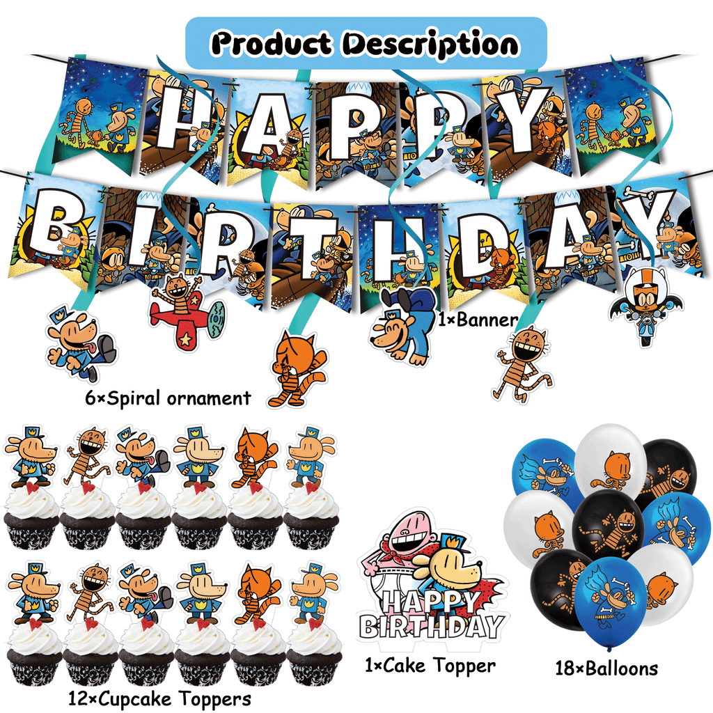 38 Pcs For Dogs Man Birthday Party Decorations,With 1 Happy Birthday Banner Garland,6 Hanging Swirls,13 Cupcake Toppers,18 Balloons for Party Supplies