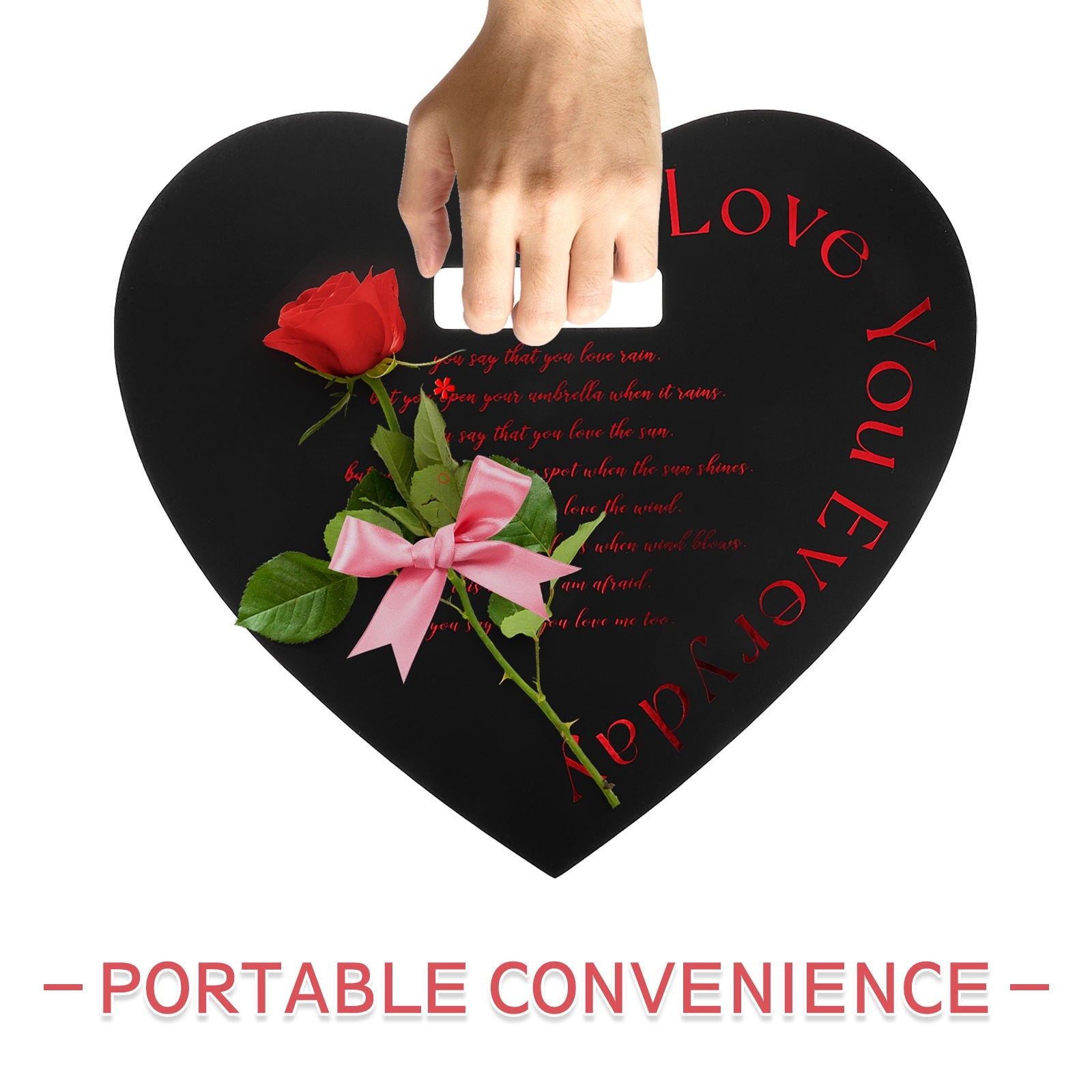 HEMOTON 20pcs Valentine's Day Flower Box Heart Shaped Flower Tote Single Rose Bouquet Portable Floral Box Handheld Wrapping Box